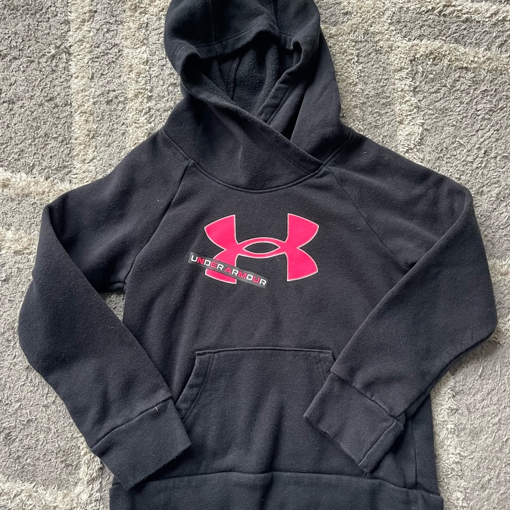 Under Armour Black Hoodie with Vibrant Pink Emblem